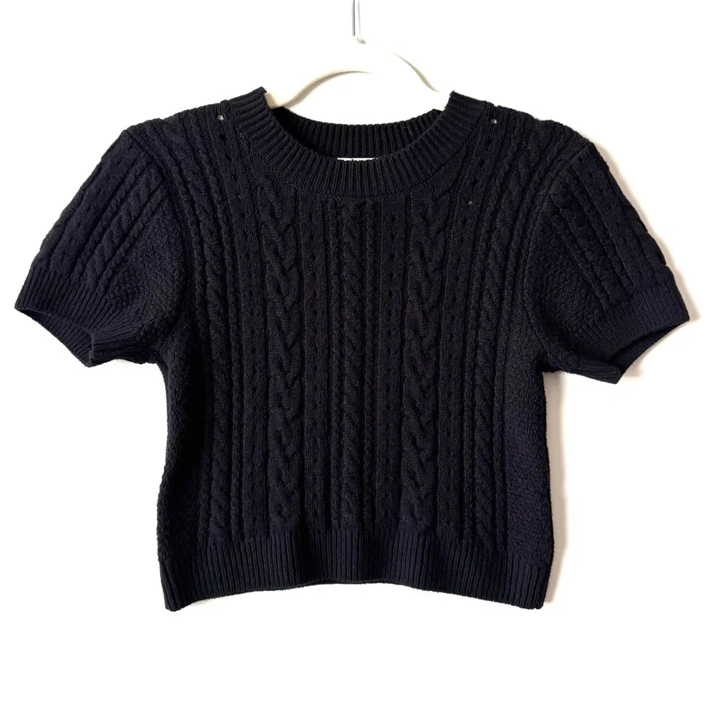 Intimately Free People Short and Sweet Cropped Sweater Black M